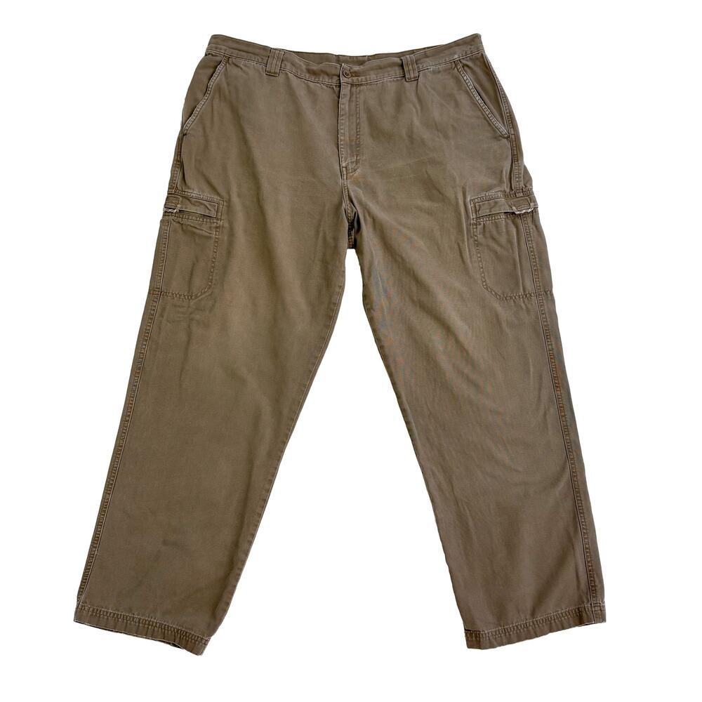 LL Bean Natural Fit Cargo Pants Mens 42x32 Brown Cotton Utility Workwear 252124